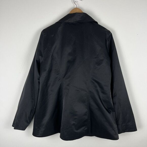EILEEN FISHER BLACK SNAP Cotton/Nylon Blend Rain JACKET -Womens Sz. Large​​​ - Picture 2 of 6